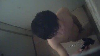 Hidden Camera chinese young gay handjob in bathroom