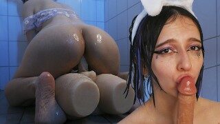 Wet and Messy Girl With Big Ass Ride Dick And Suck Dildo In A Shower – CyberlyCrush